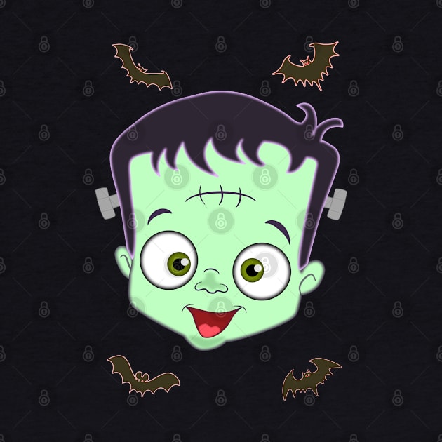 Spooky Baby Frankenstein Halloween & Bats by madrigenum